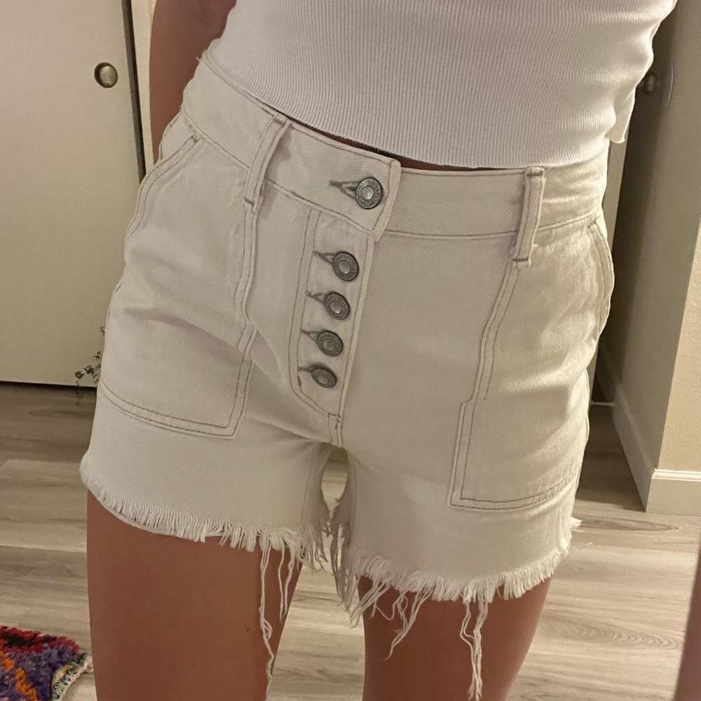 White jean shorts from Free People